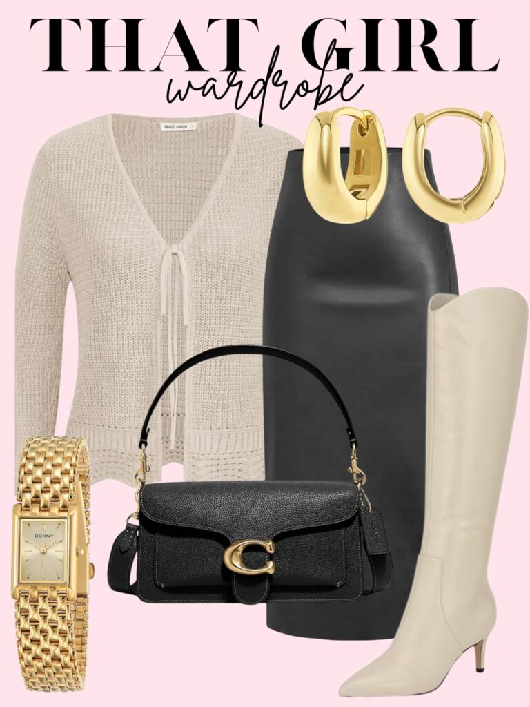 black leather skirt outfit