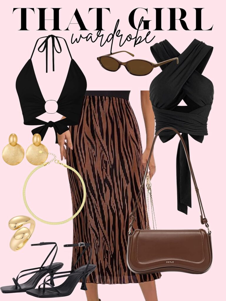 striped brown skirt