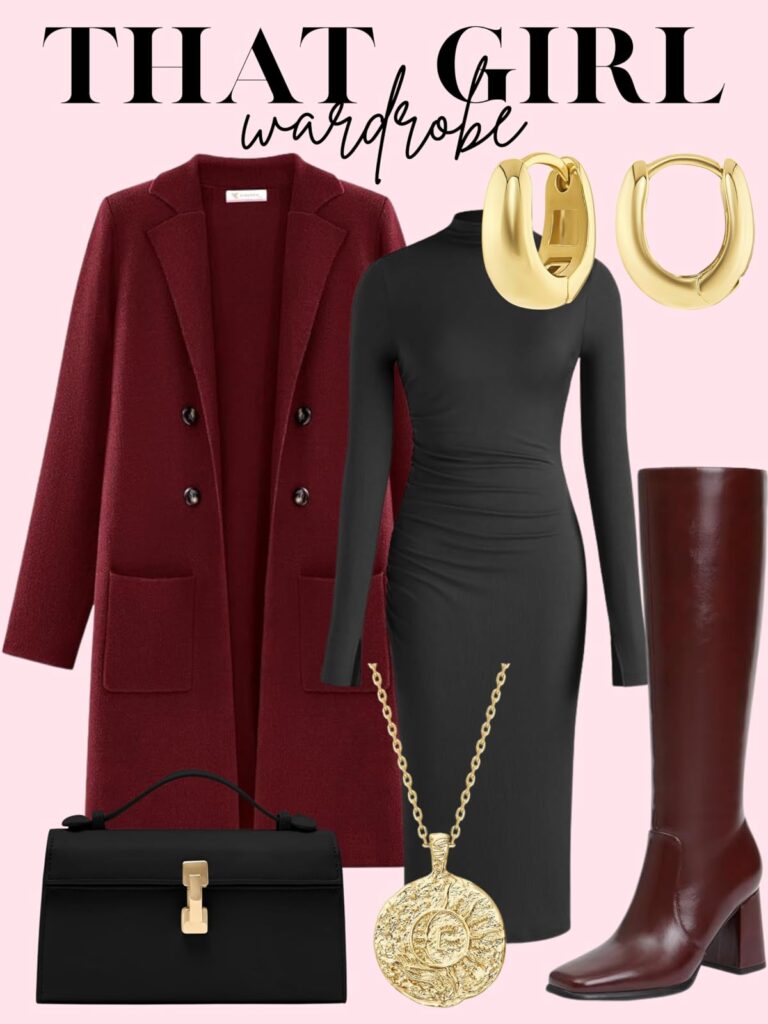 burgundy coat outfit