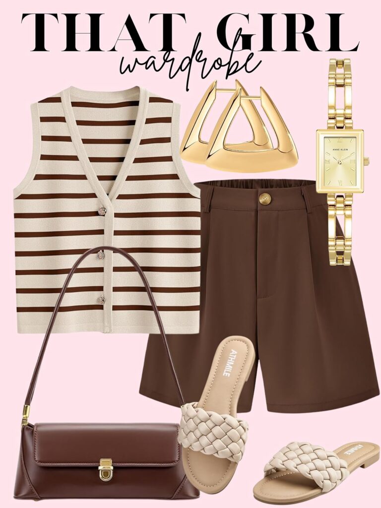brown shorts outfit