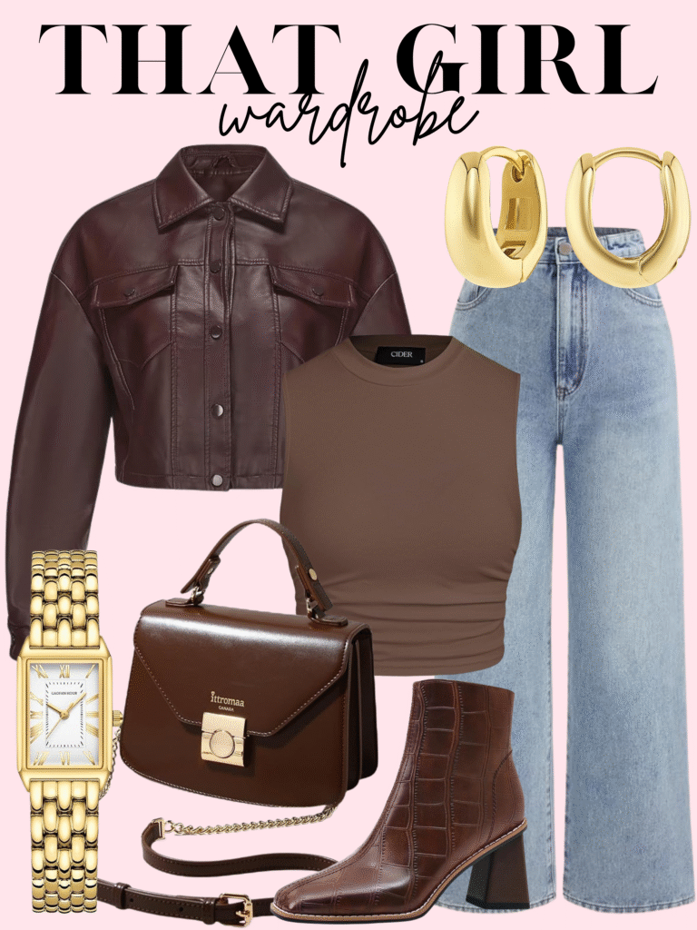 brown leather jacket