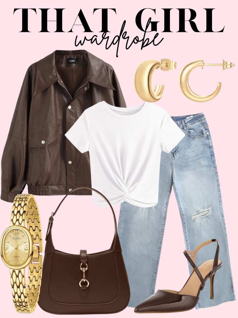 brown leather jacket