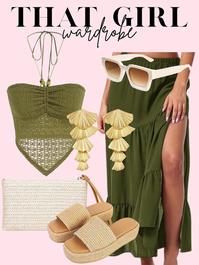 green skirt outfit