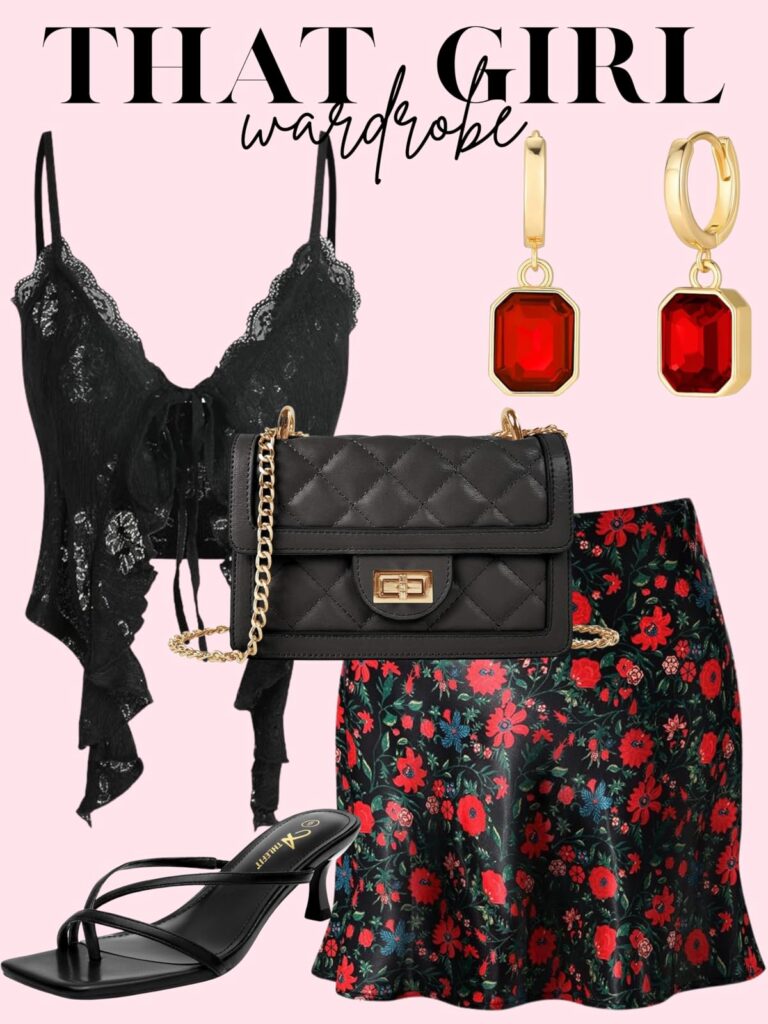 satin floral skirt