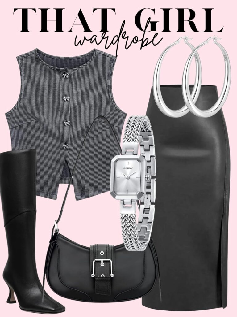 black leather skirt outfit