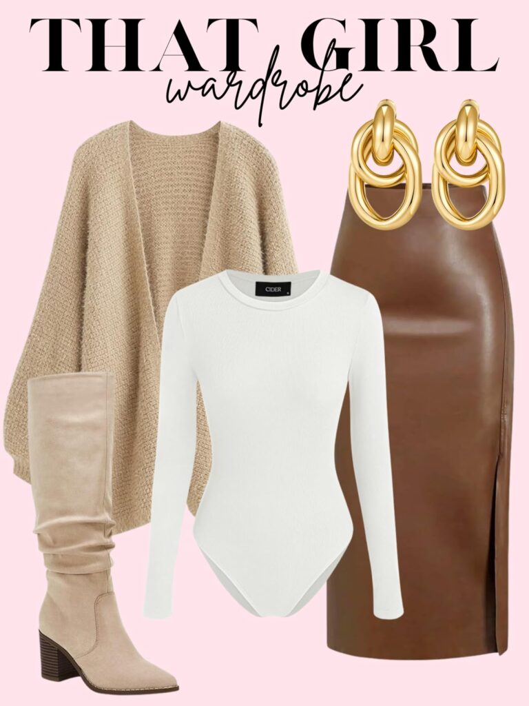 brown leather skirt