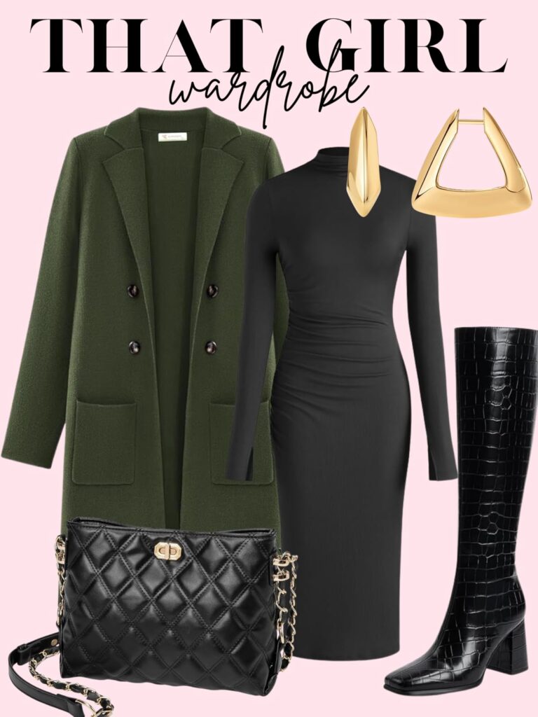 green coat outfit