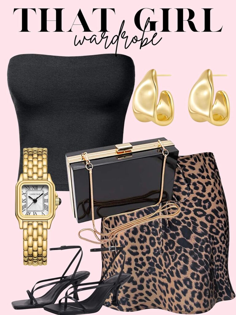 Satin leopard skirt
