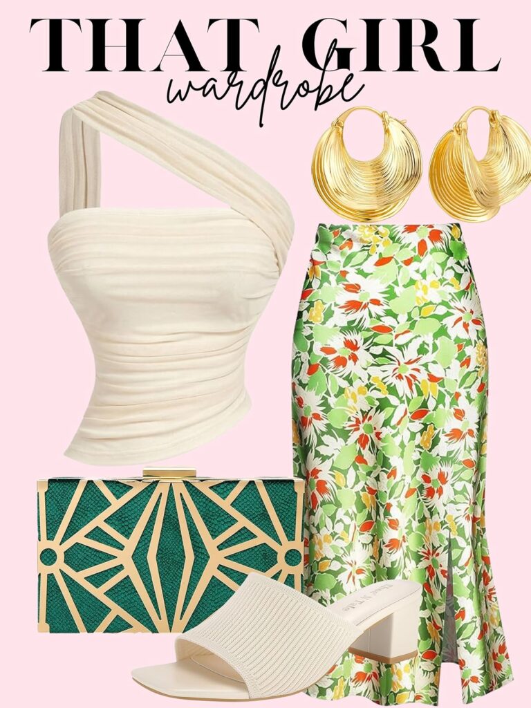 satin skirt outfit