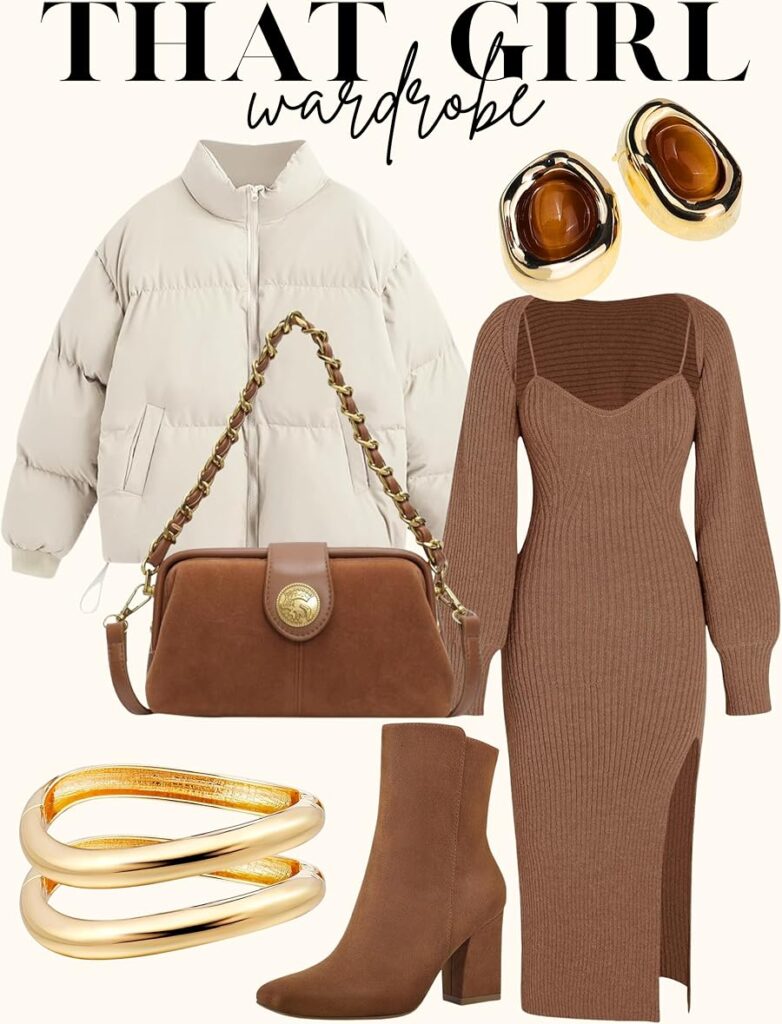 brown winter outfit