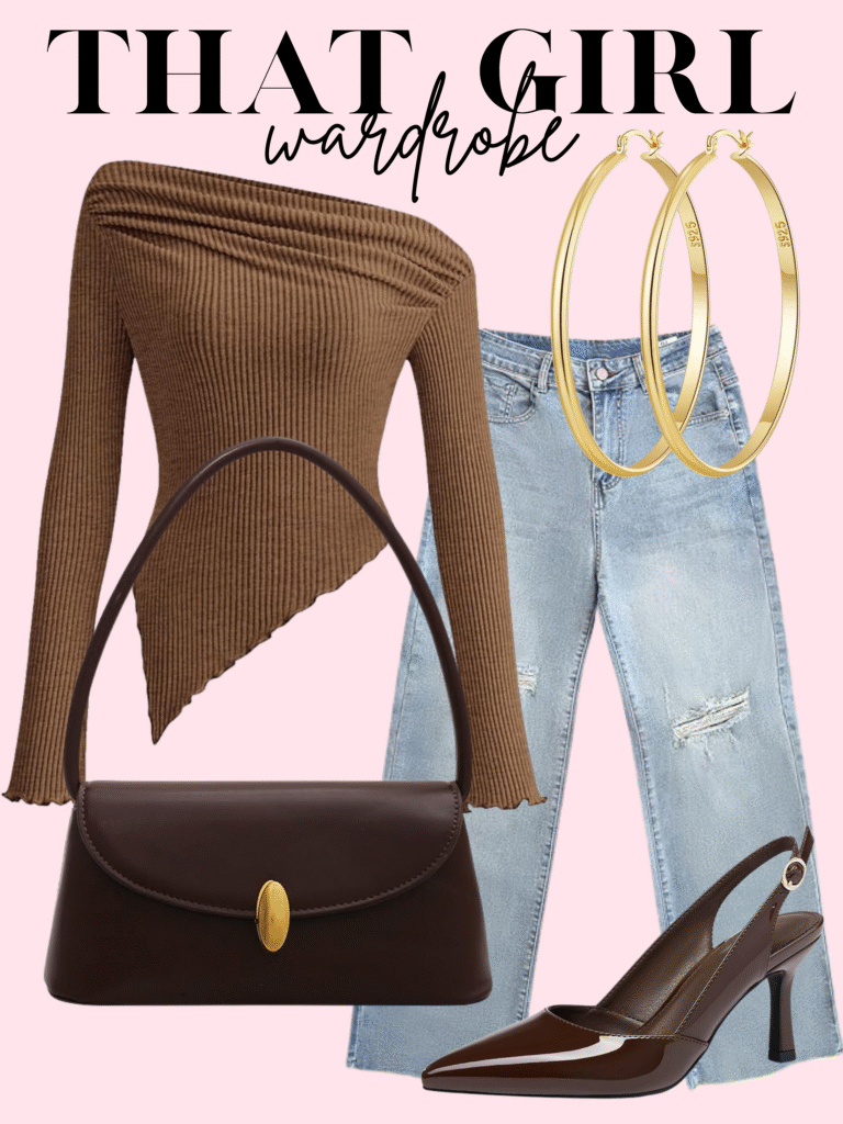 brown off shoulder top