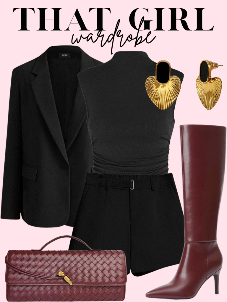 black and burgundy outfit