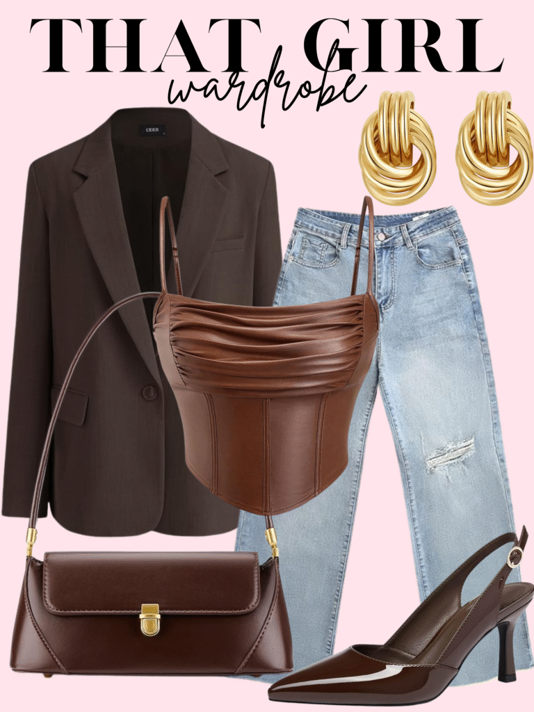 brown blazer outfit
