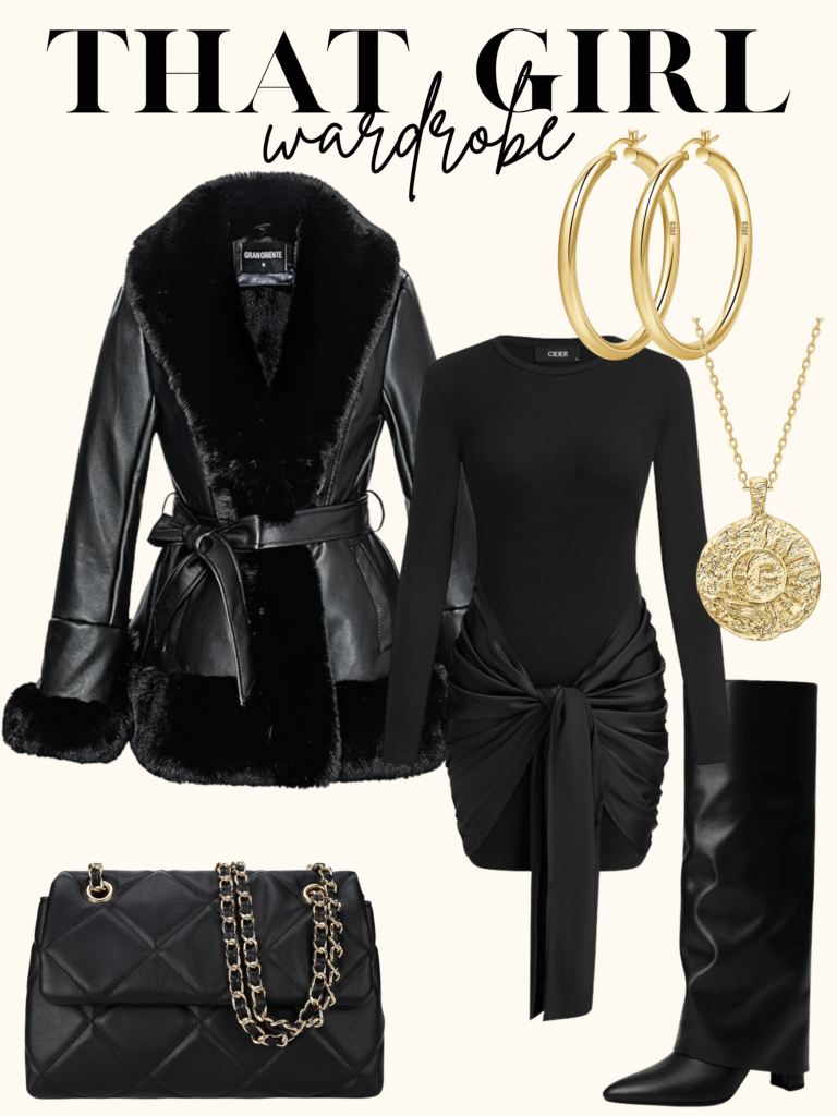 black winter jacket outfit