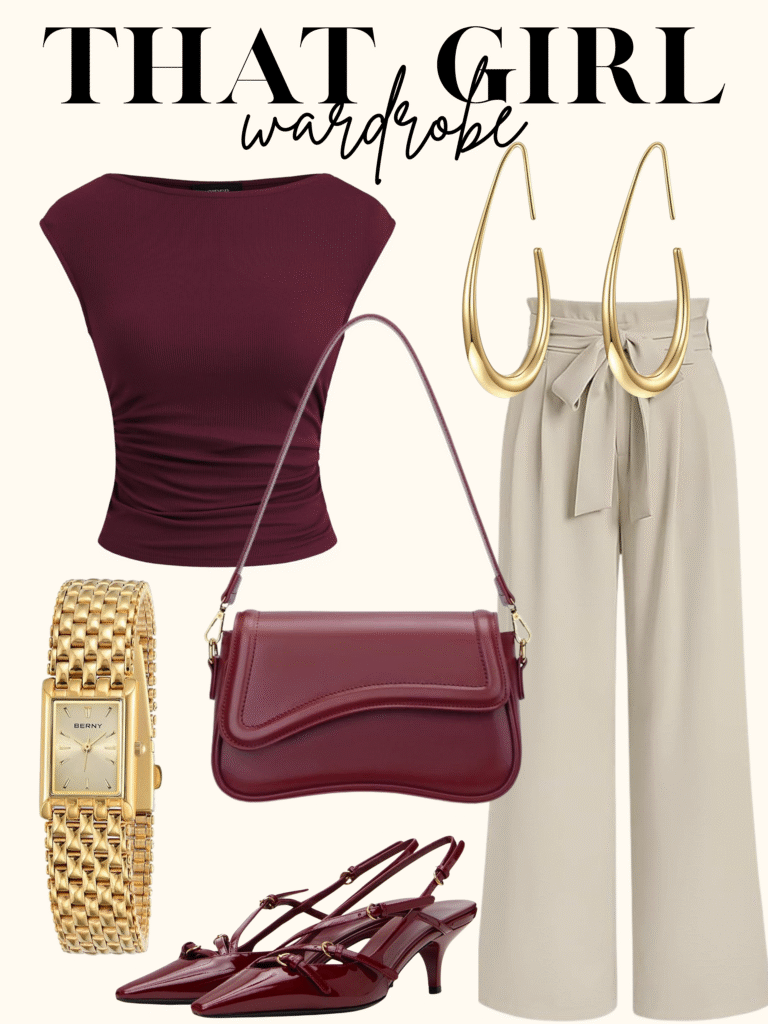 classy burgundy outfit