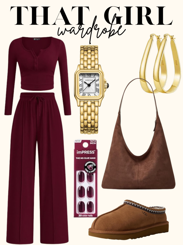 casual burgundy outfit