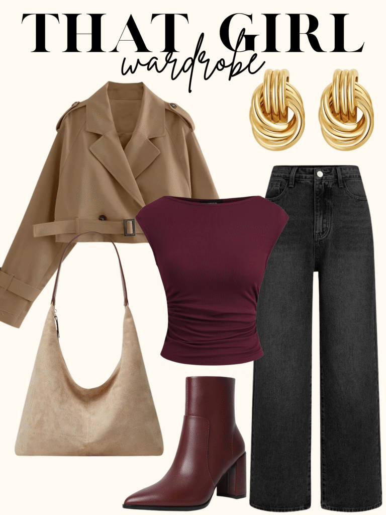 elegant burgundy outfit