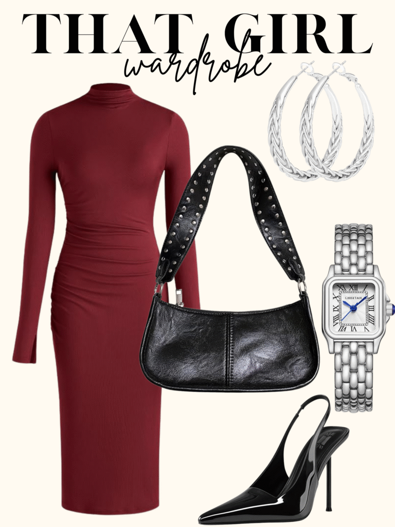 burgundy dress