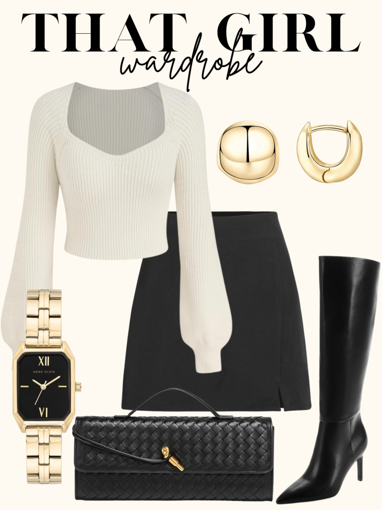 black beige outfit
