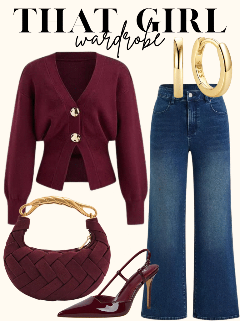 burgundy outfit