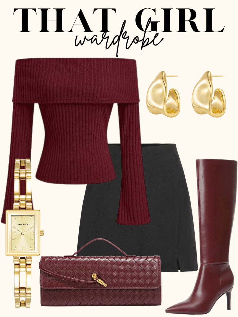 burgundy outfit