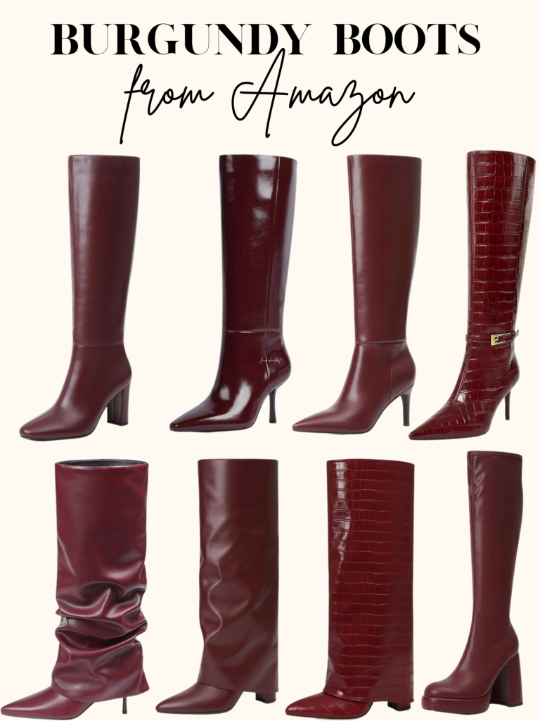 burgundy high knee boots