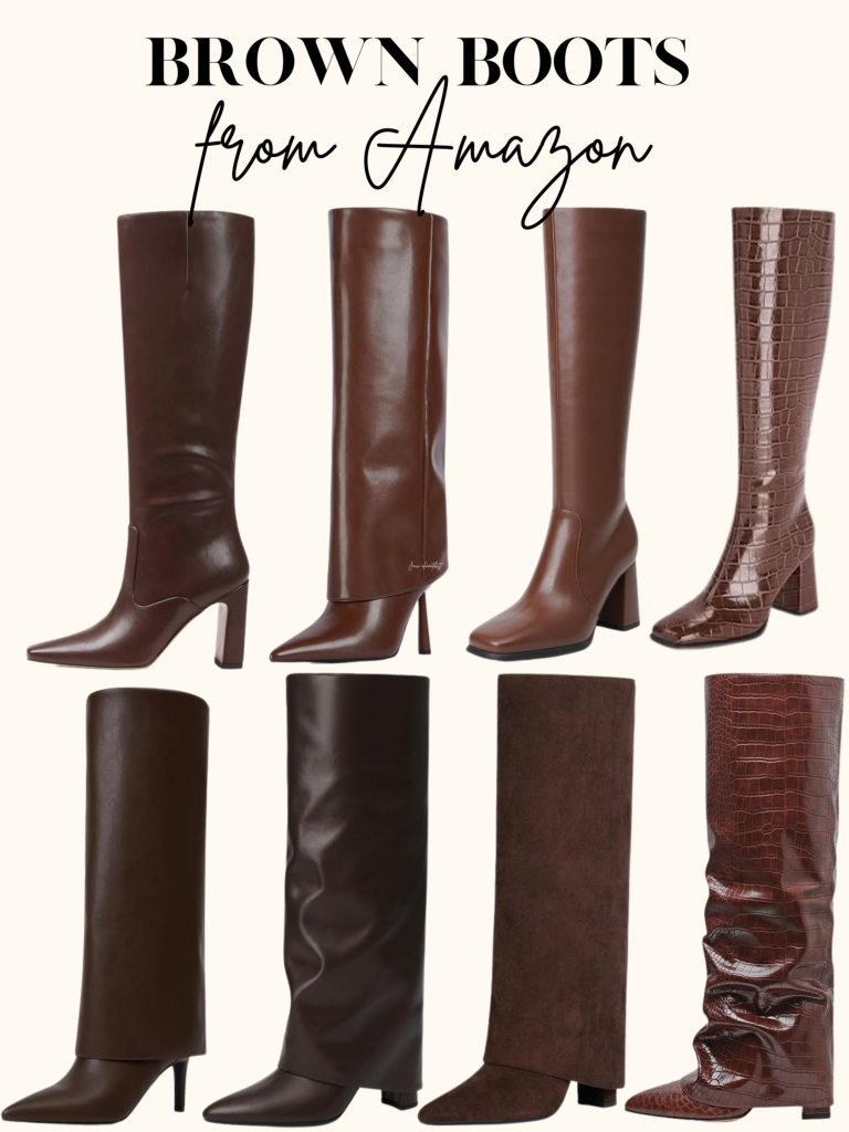 brown high knee boots