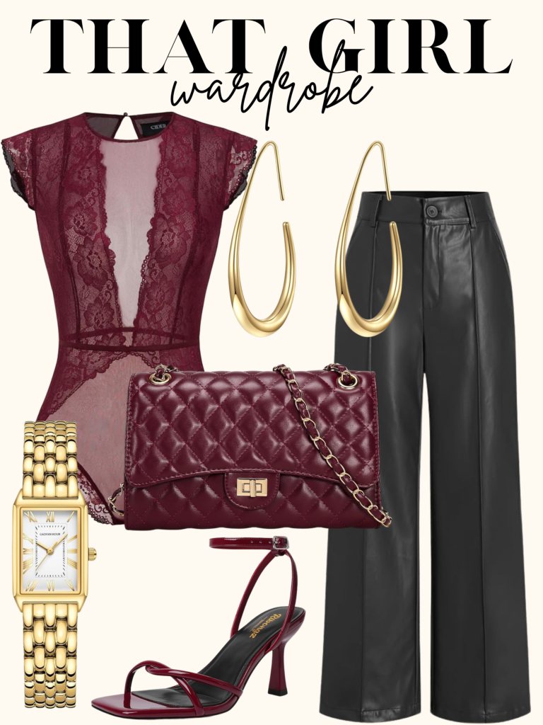 burgundy party outfit
