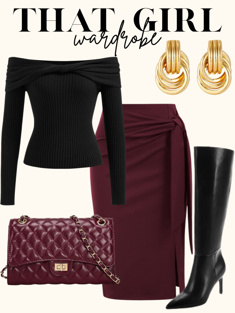 burgundy outfit