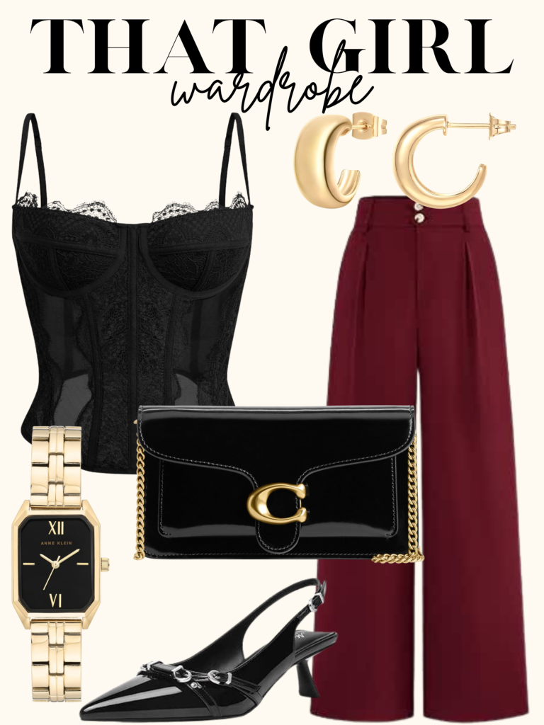 burgundy date night outfit