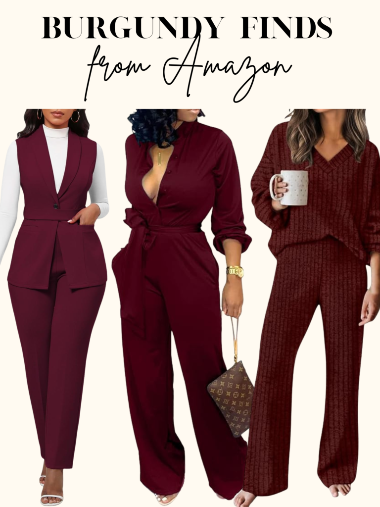 burgundy outfit