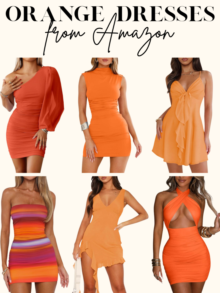 mini orange dresses