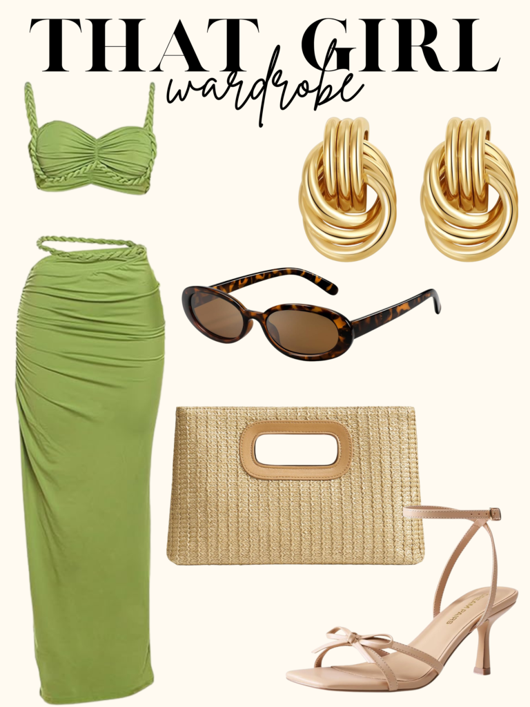 green two piece dress