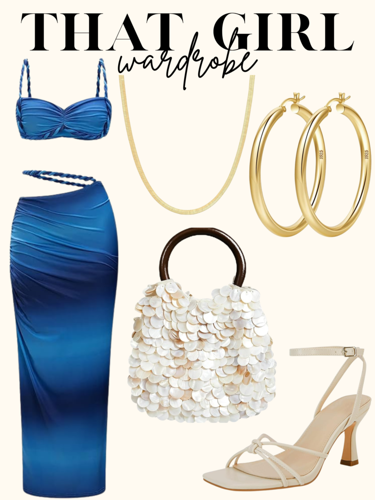 blue two piece dress