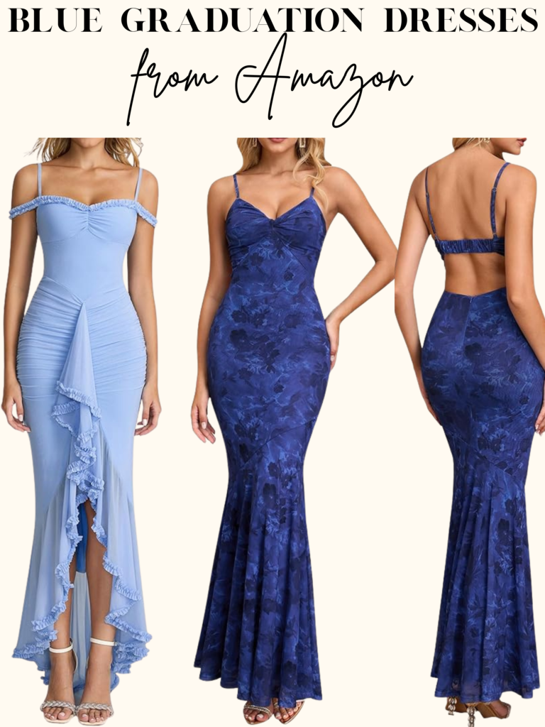 blue graduation dresses