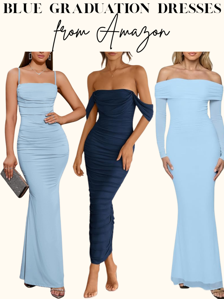 blue graduation dresses