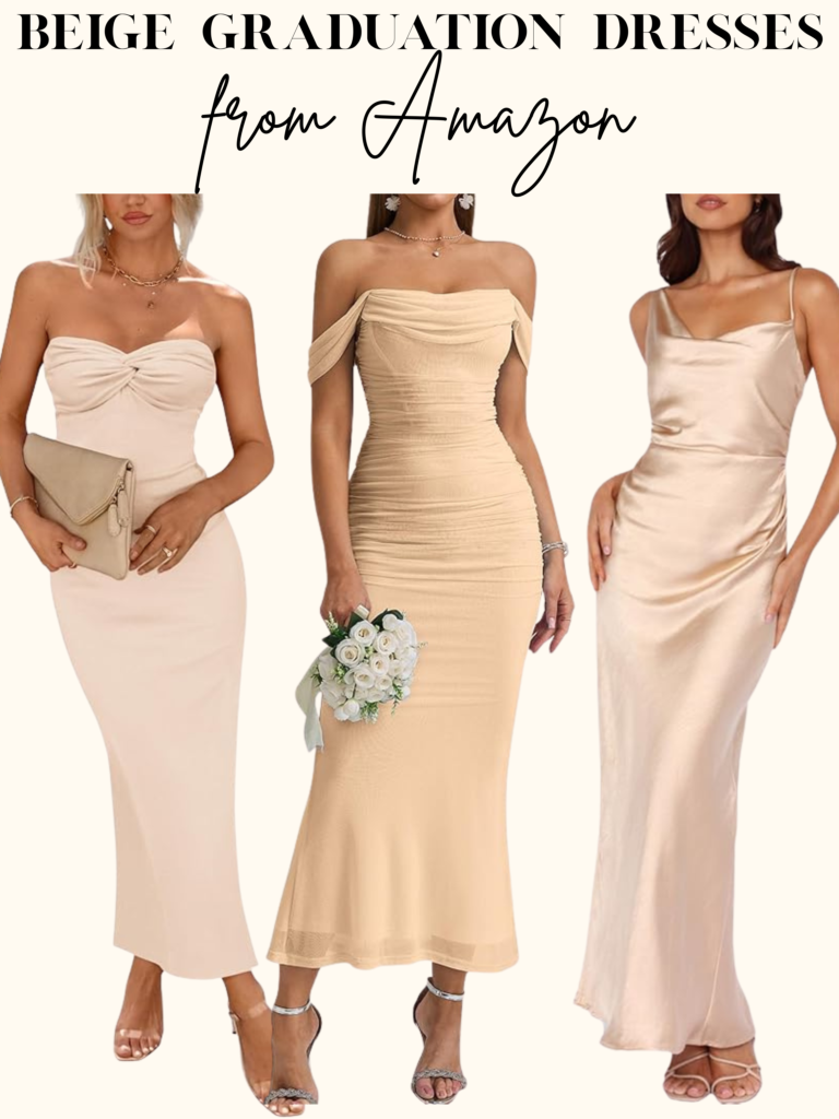 beige graduation dresses