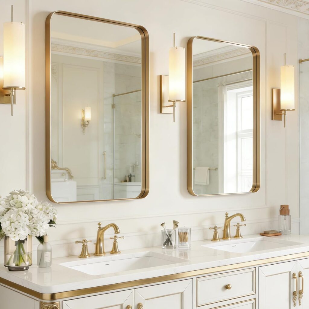 gold bathroom mirror