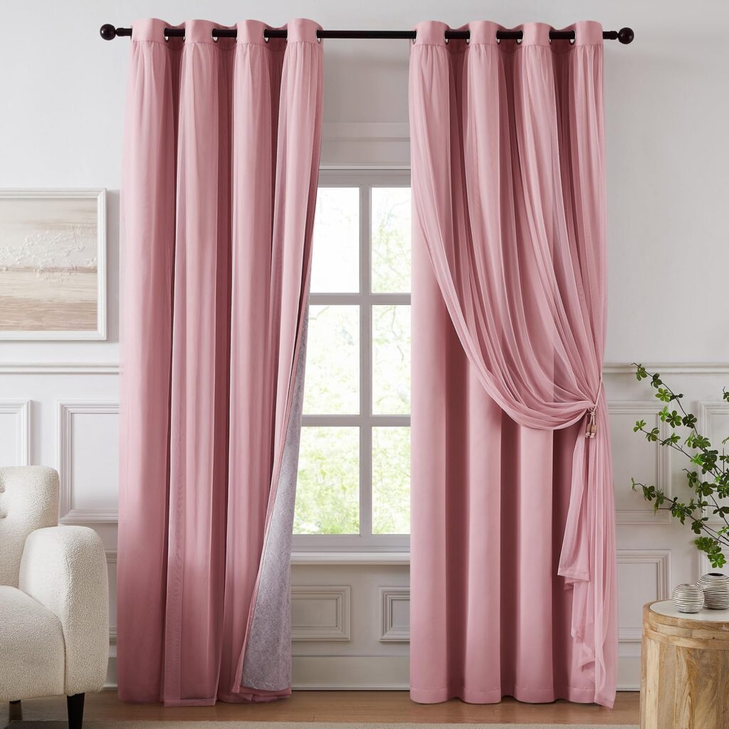 pink curtains bedroom